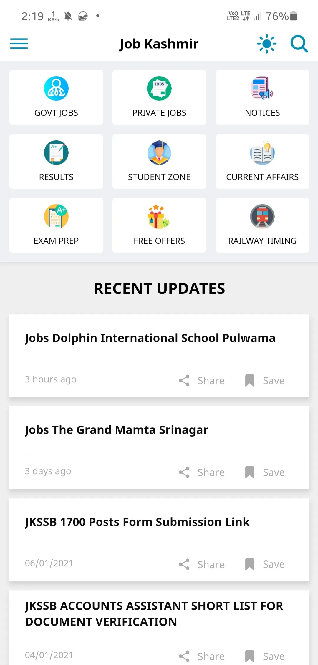 Job Kashmir - Daily Job Alerts | Indus Appstore | Screenshot