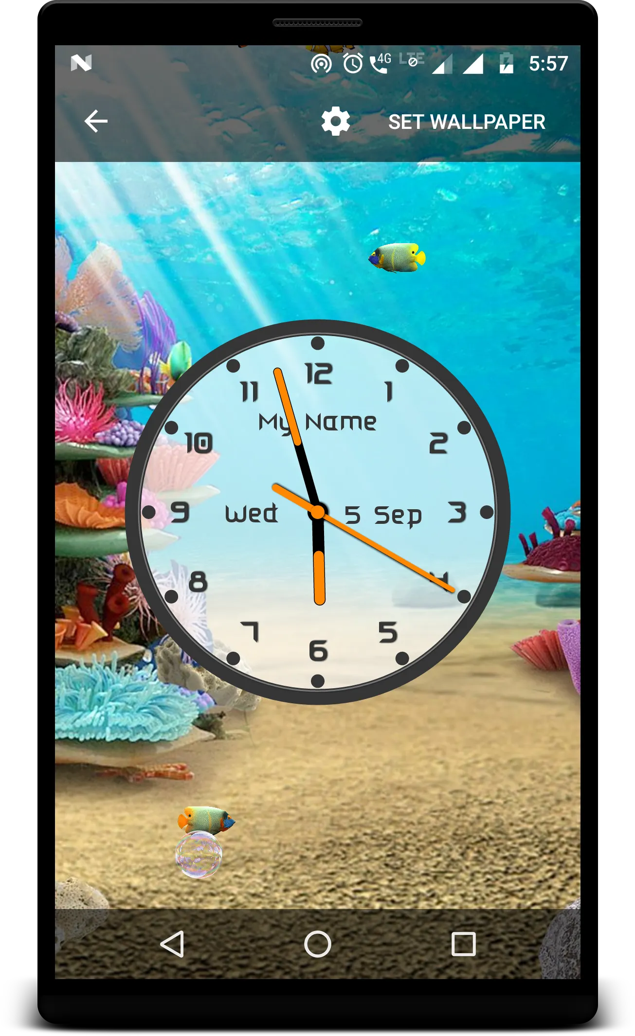 Aquarium Clock Live Wallpaper | Indus Appstore | Screenshot