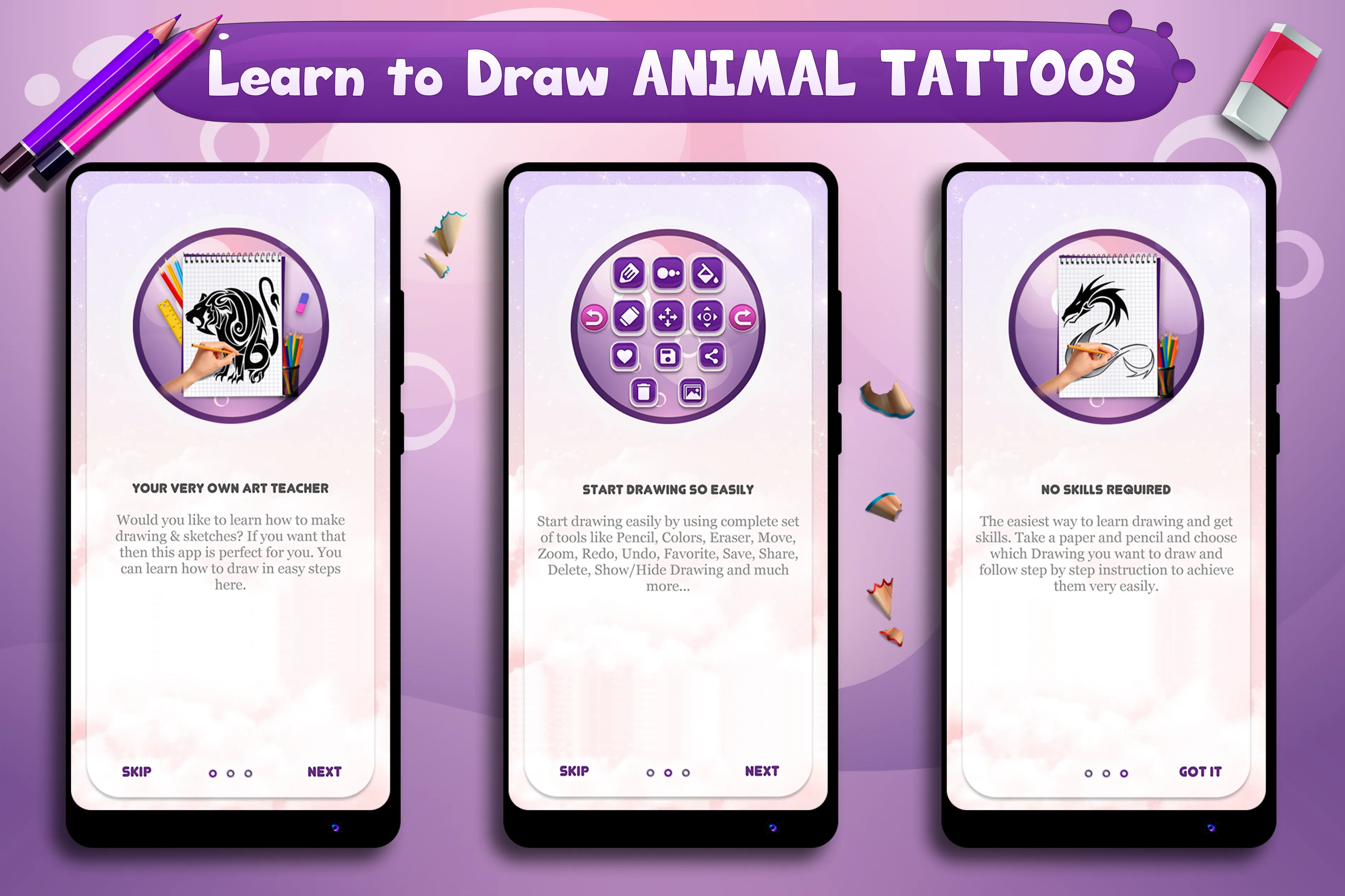 Learn to Draw Animal Tattoos | Indus Appstore | Screenshot