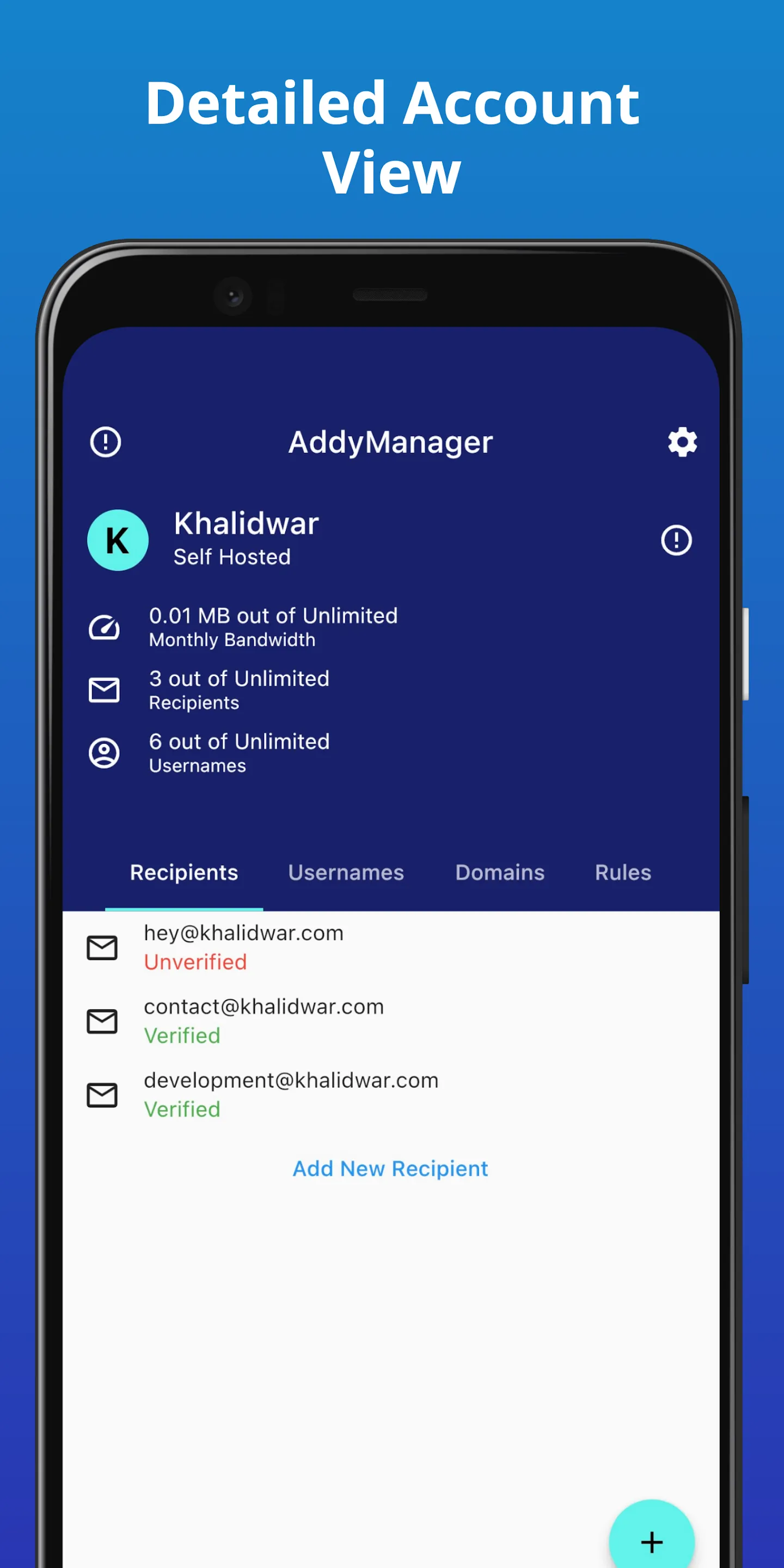 AddyManager: Addy.io Mobile | Indus Appstore | Screenshot