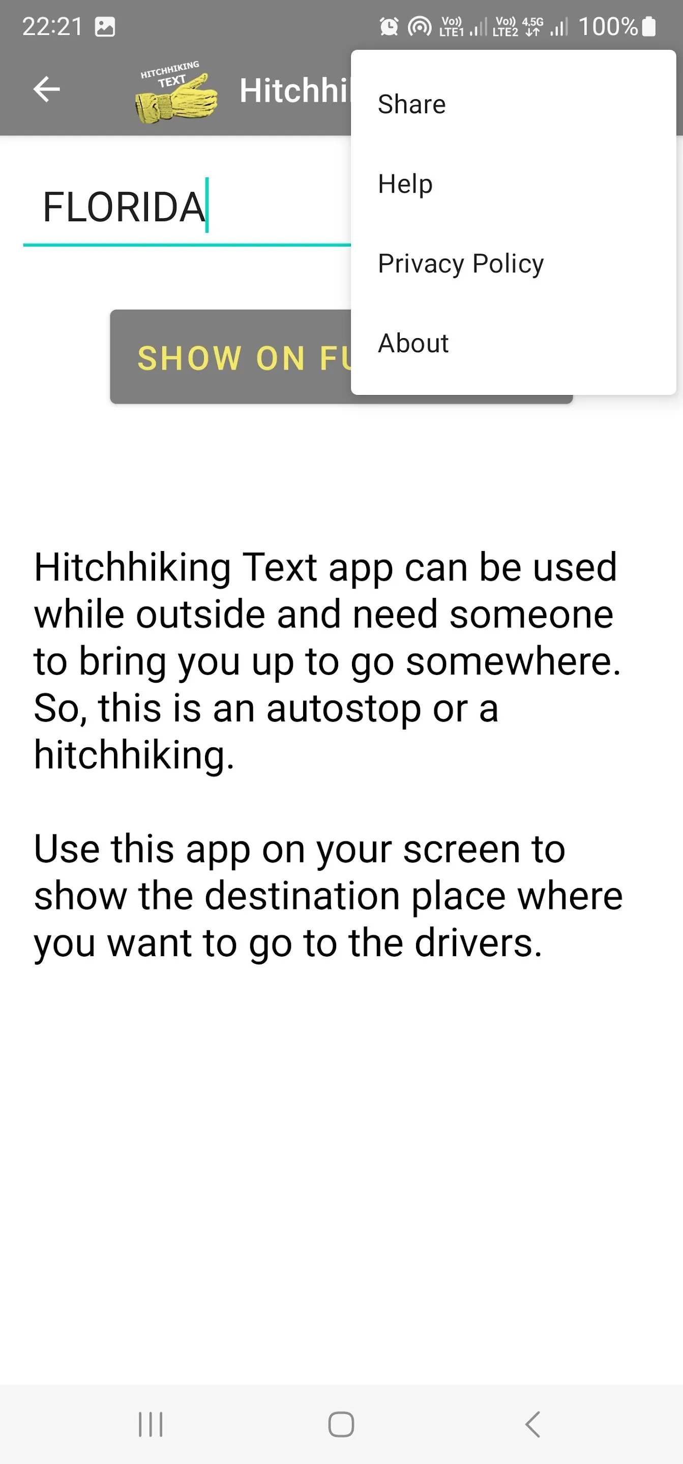 Hitchhiking Text | Indus Appstore | Screenshot