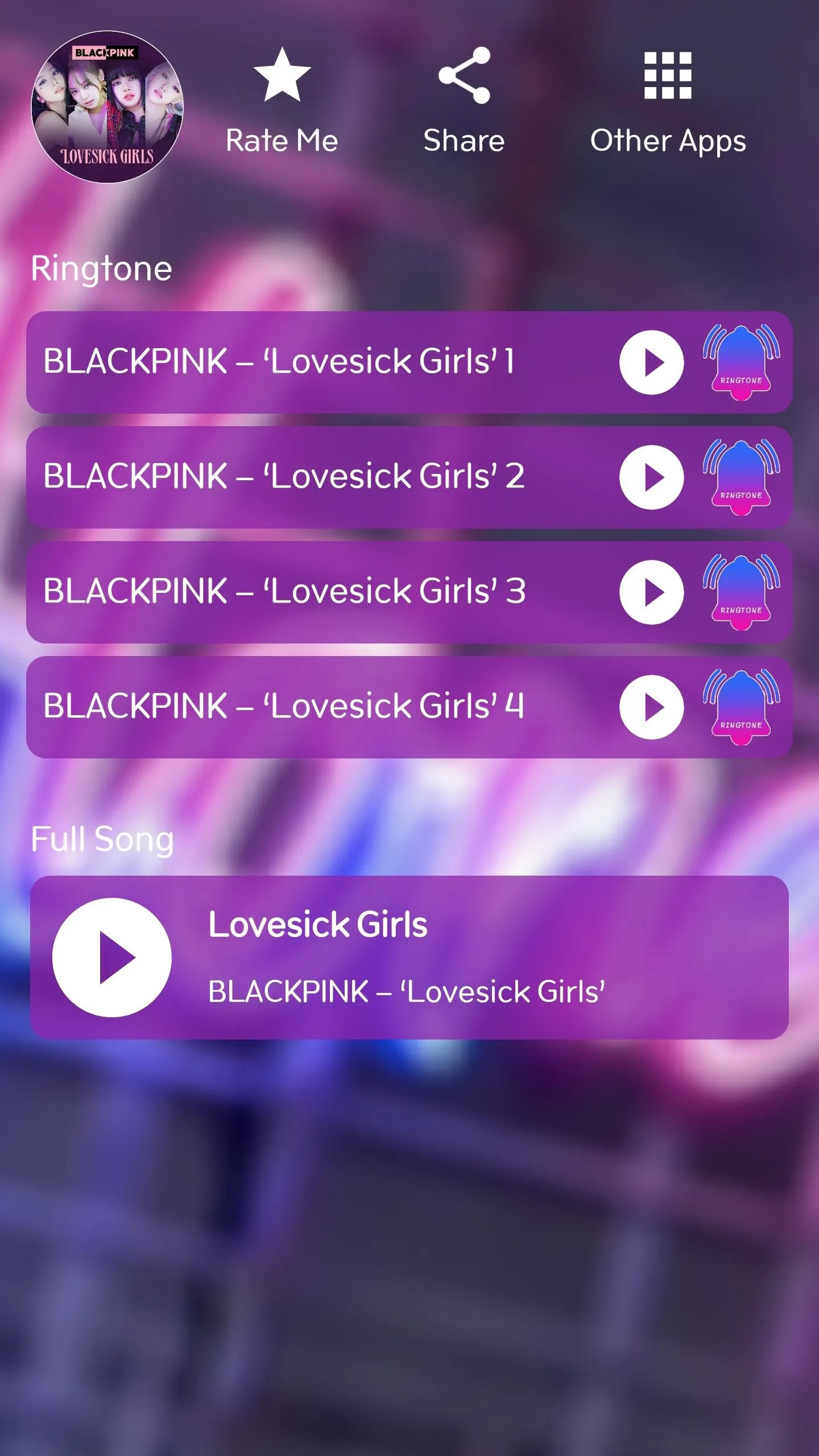 LOVE SICK GIRLS - Ringtone | Indus Appstore | Screenshot