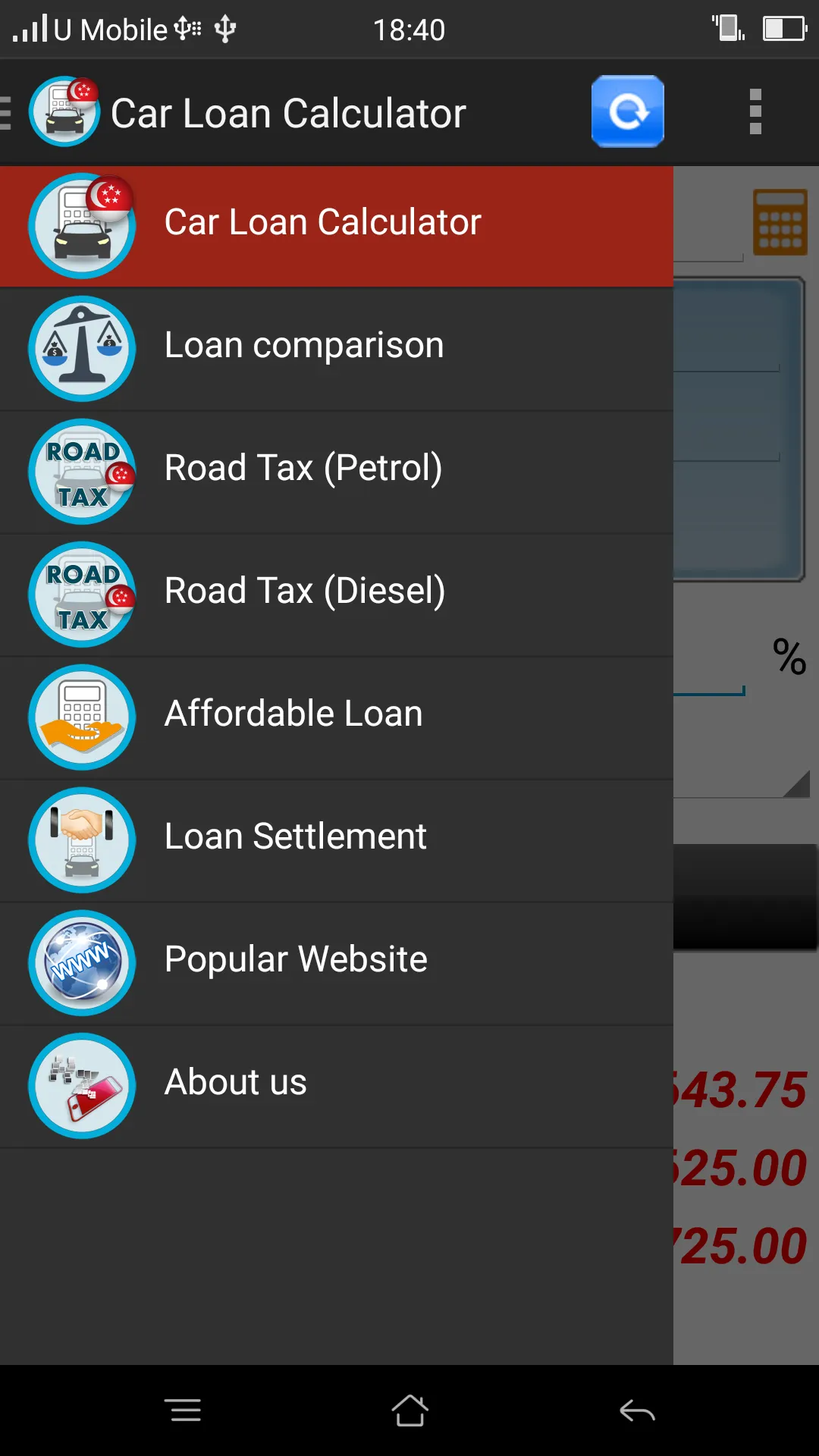 Car Loan Calculator Singapore | Indus Appstore | Screenshot