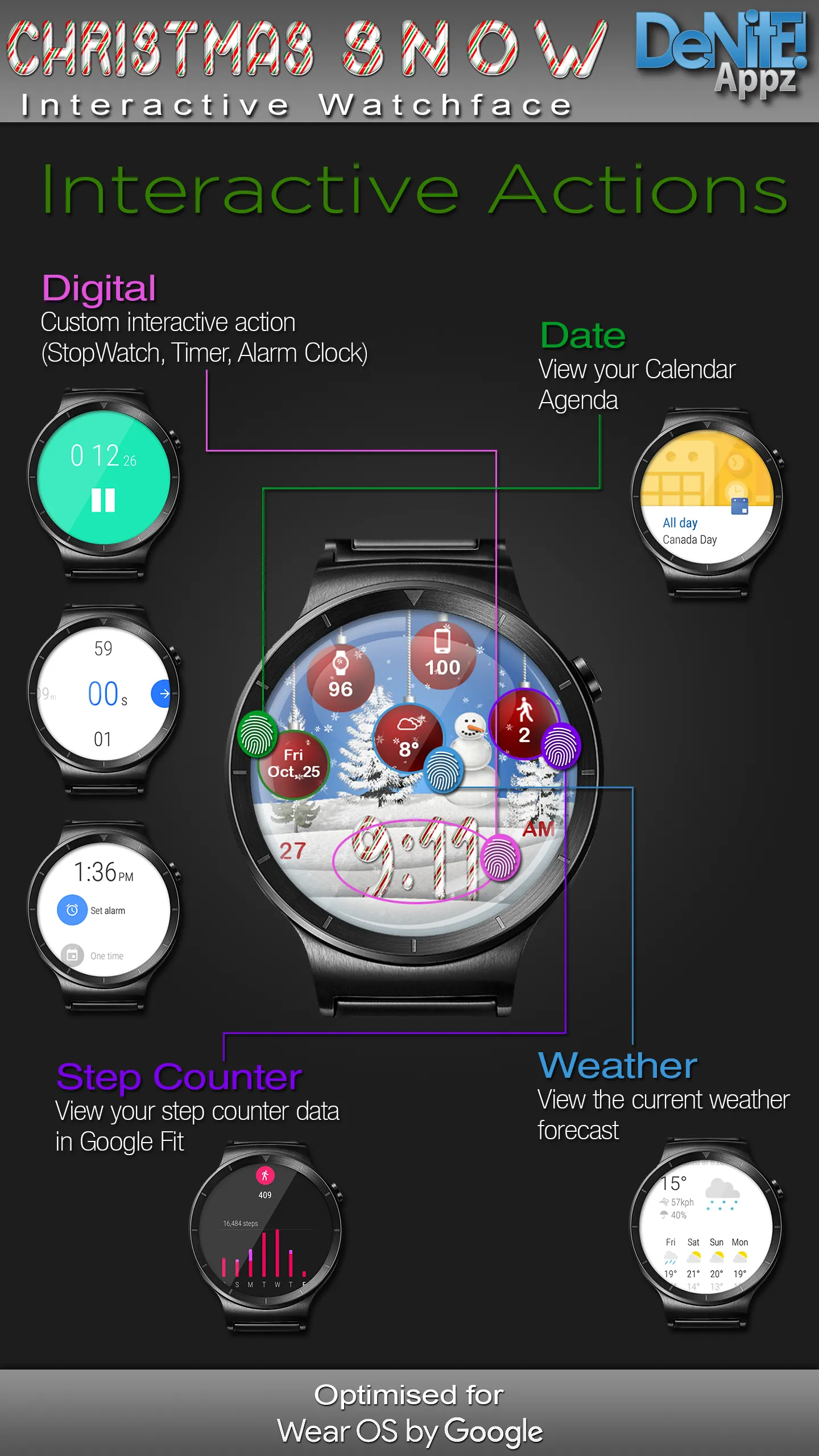 Christmas Snow HD Watch Face | Indus Appstore | Screenshot