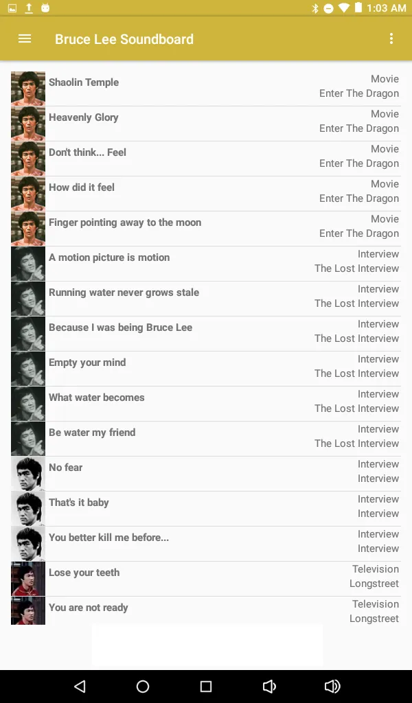 Bruce Lee Soundboard | Indus Appstore | Screenshot