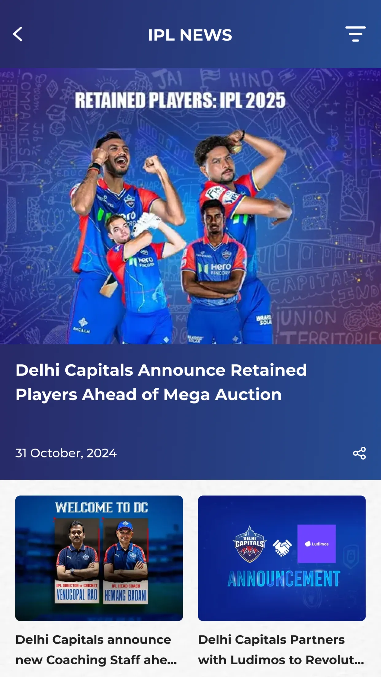Delhi Capitals Official App | Indus Appstore | Screenshot