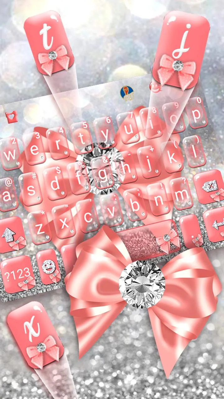 Pink Diamond Bow Keyboard Them | Indus Appstore | Screenshot