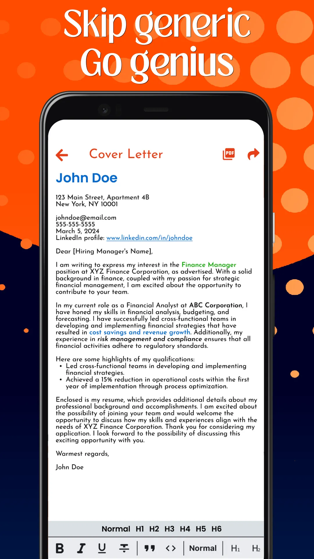 AI Cover Letter Writer & Maker | Indus Appstore | Screenshot