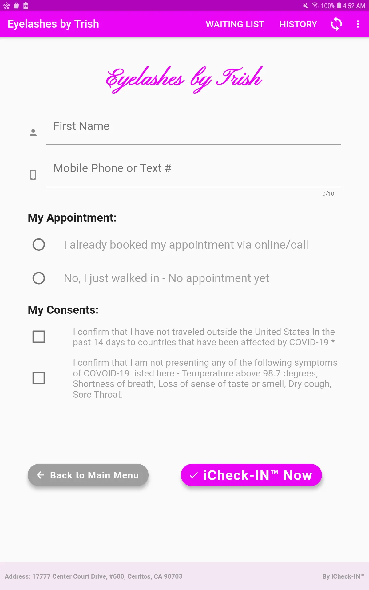 iCheck-IN for Salon Frontdesk | Indus Appstore | Screenshot