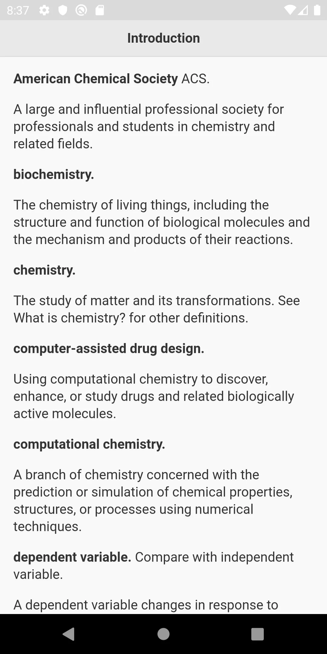 Chemistry  Terms | Indus Appstore | Screenshot