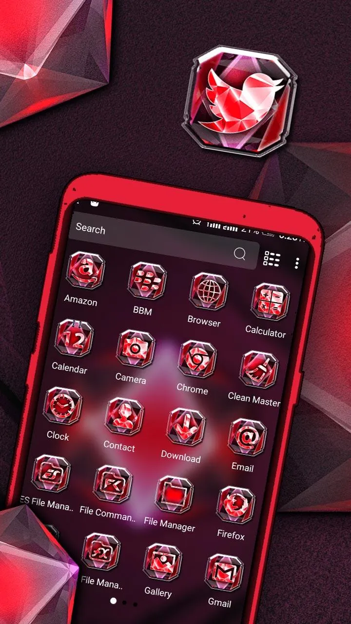 Red Diamond Launcher Theme | Indus Appstore | Screenshot