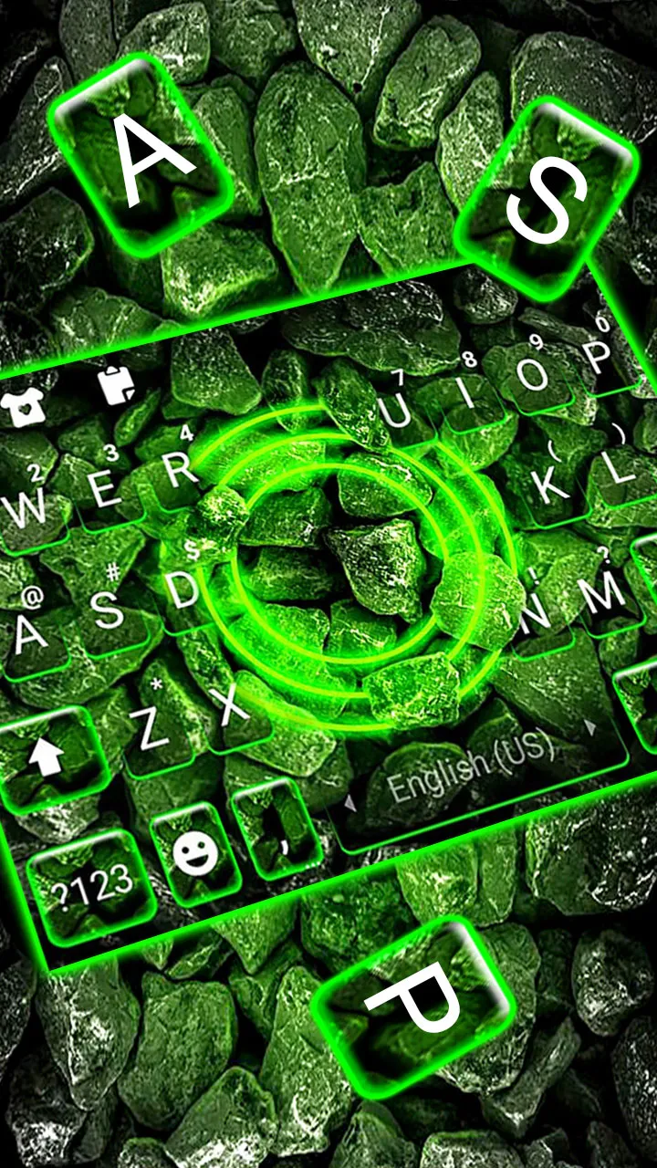 Green Neon Stones Keyboard Bac | Indus Appstore | Screenshot