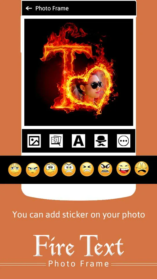 Fire Text Photo Frame | Indus Appstore | Screenshot