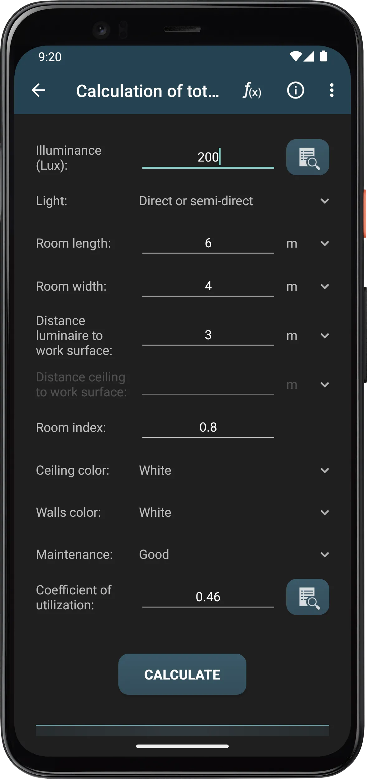 Lighting Calculations | Indus Appstore | Screenshot