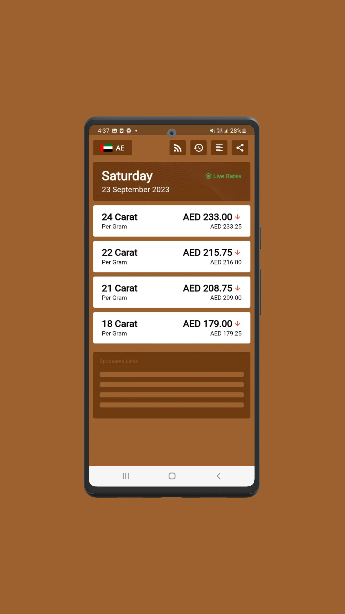 UAE Gold Rates | Indus Appstore | Screenshot