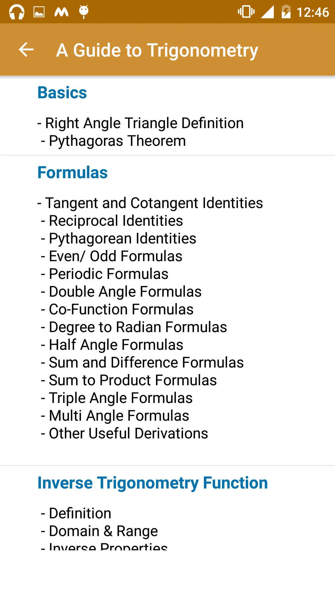 MATHS FORMULA REFERENCE FREE | Indus Appstore | Screenshot