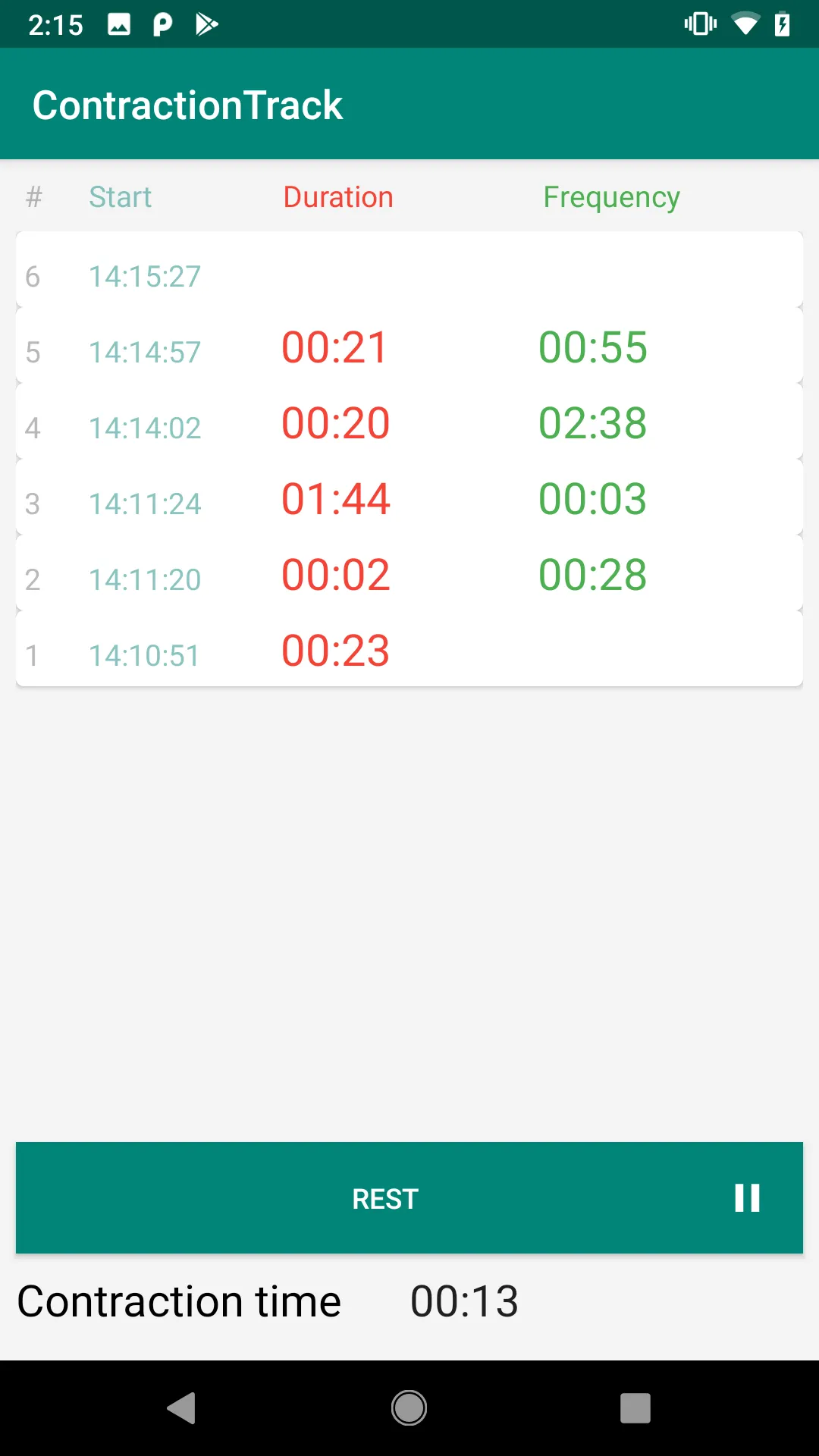 Contractions timer | Indus Appstore | Screenshot