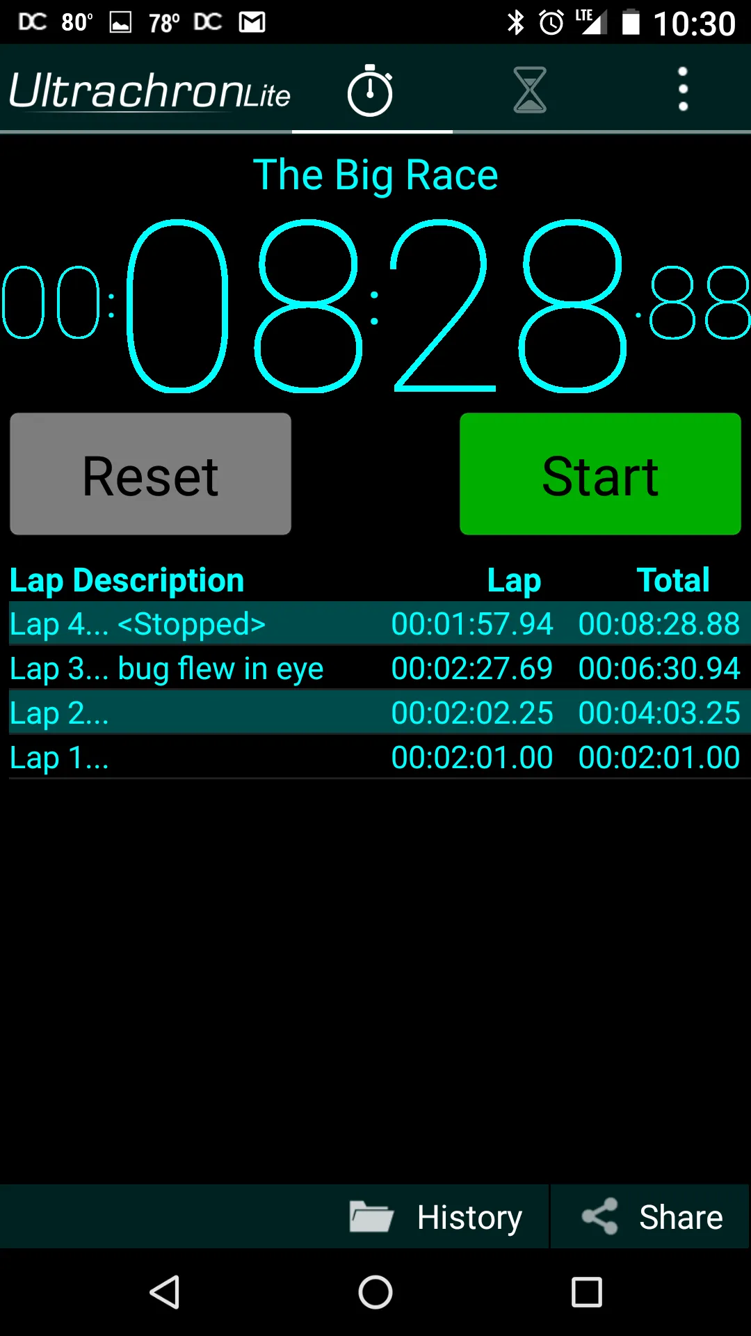 Ultrachron Stopwatch Lite | Indus Appstore | Screenshot