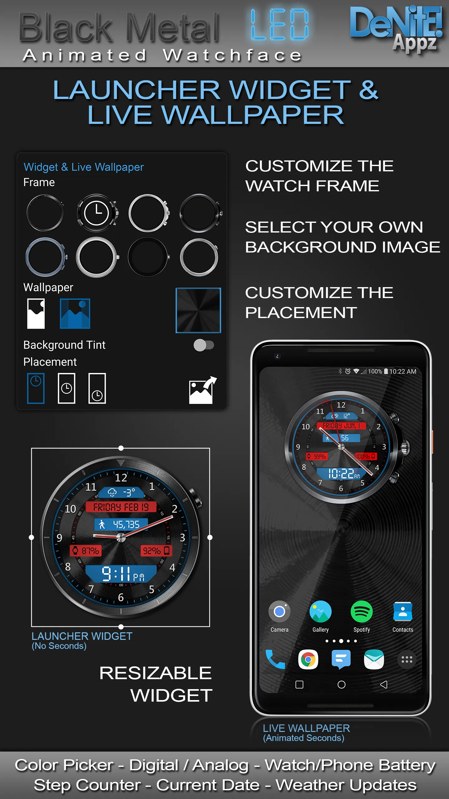 Black Metal LED HD Watch Face | Indus Appstore | Screenshot