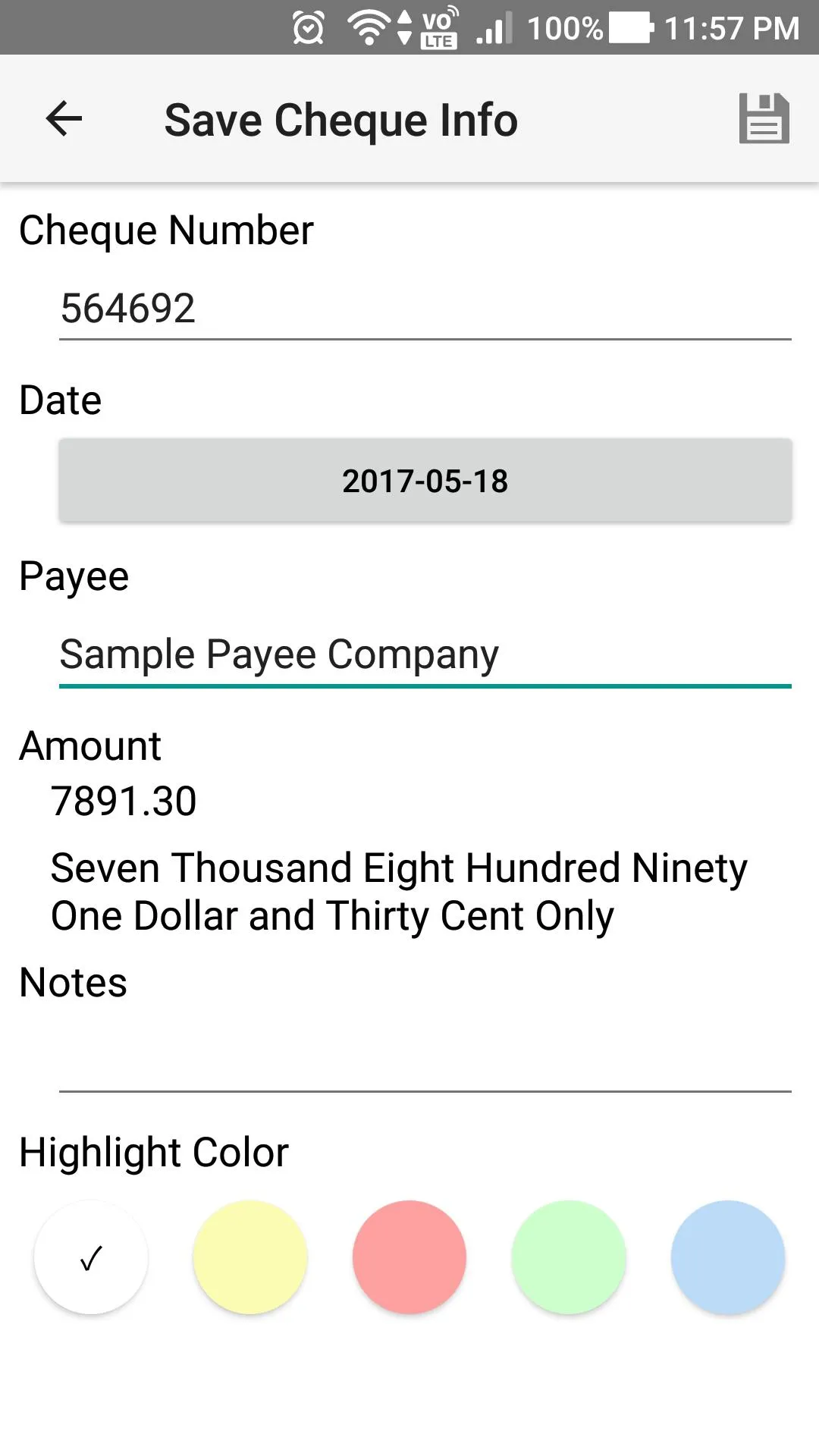 Cheque Writer | Indus Appstore | Screenshot