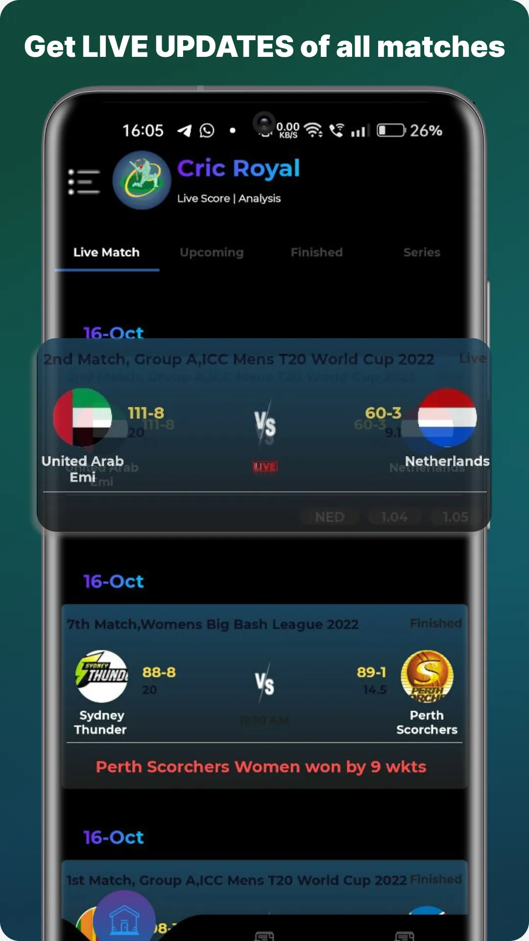 CricX - Cricket Live Score | Indus Appstore | Screenshot