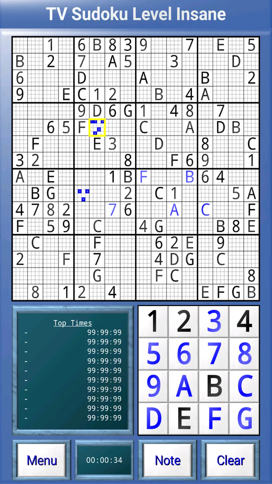 TV Sudoku: 4x4, 9x9 and 16x16 | Indus Appstore | Screenshot