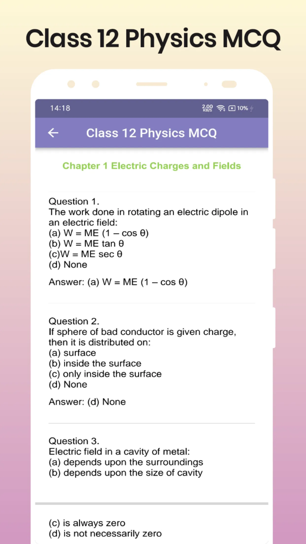 Class 12 Physics MCQ | Indus Appstore | Screenshot