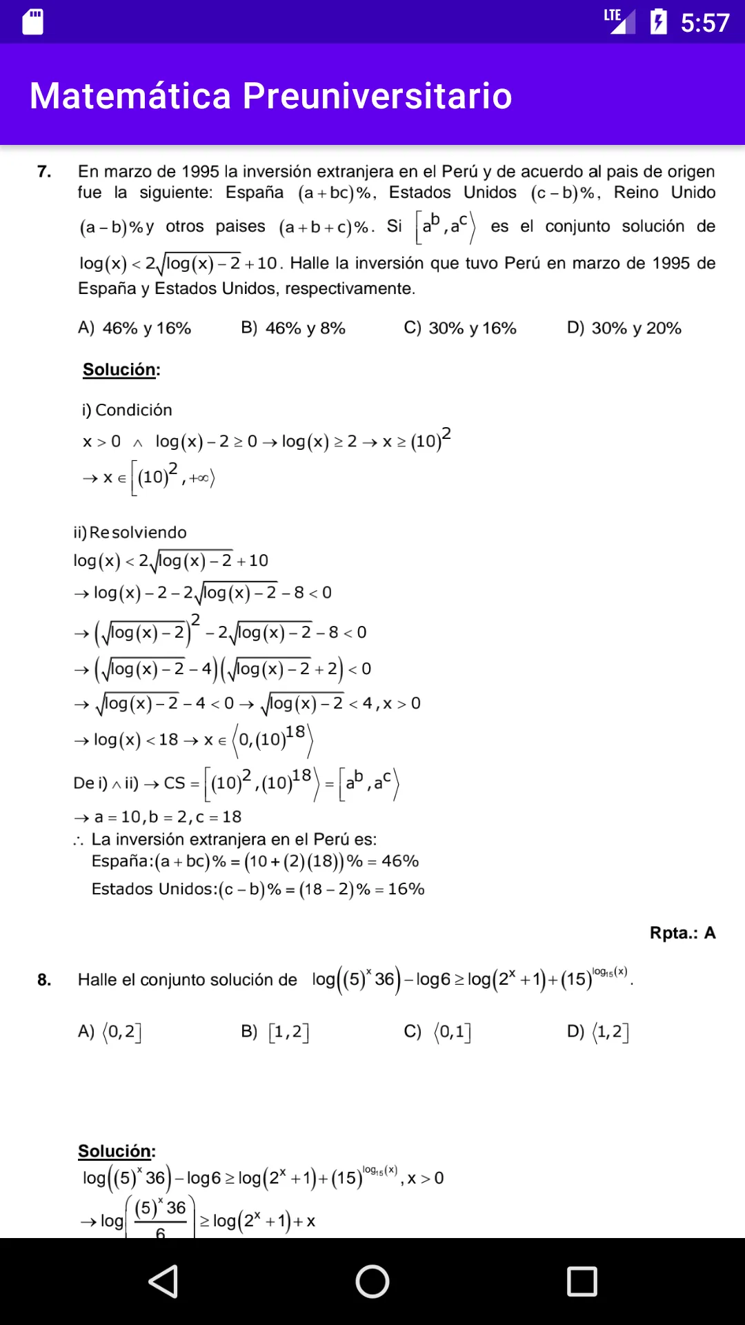 Matemática Preuniversitario | Indus Appstore | Screenshot