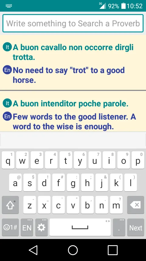 Italian-English Proverbs Dict. | Indus Appstore | Screenshot