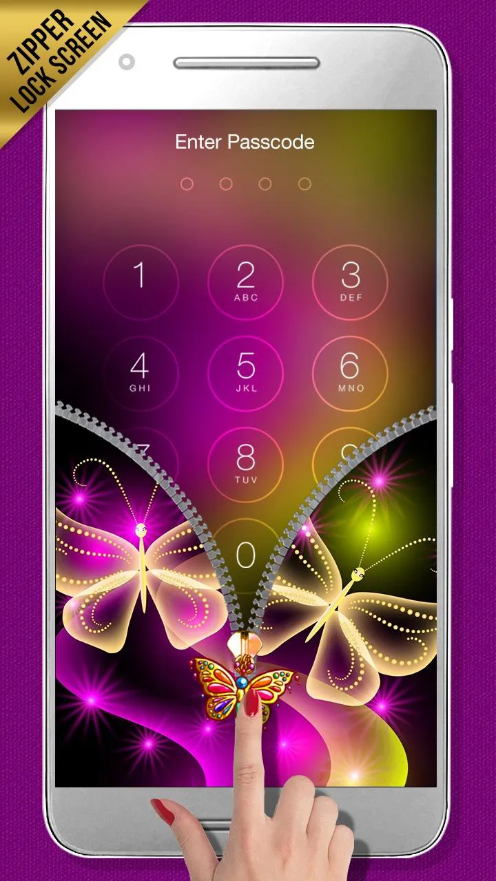 Butterfly Zipper Lock Screen | Indus Appstore | Screenshot