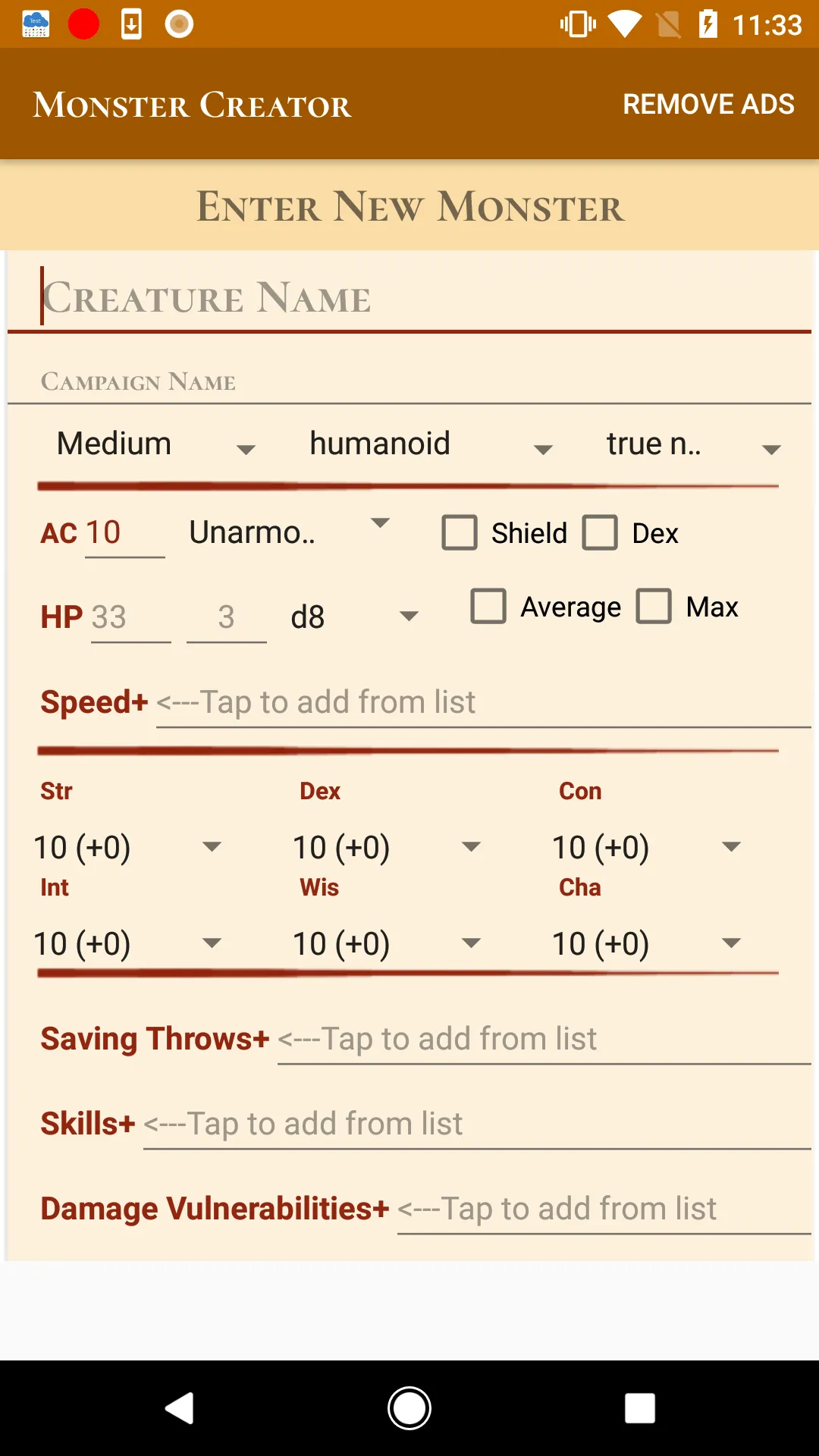 5e Monster Creator | Indus Appstore | Screenshot