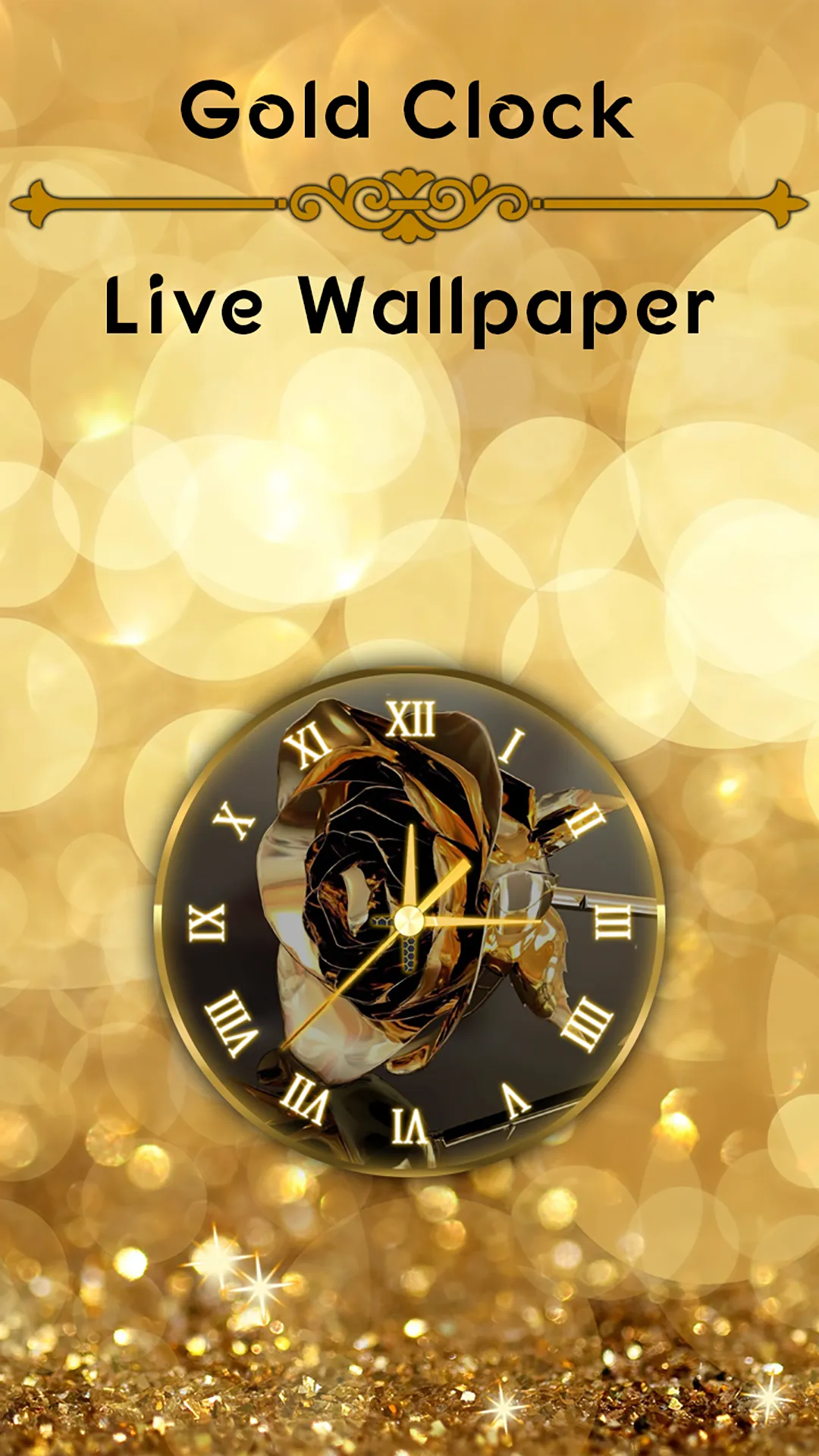 Analog Gold Clock Wallpaper | Indus Appstore | Screenshot