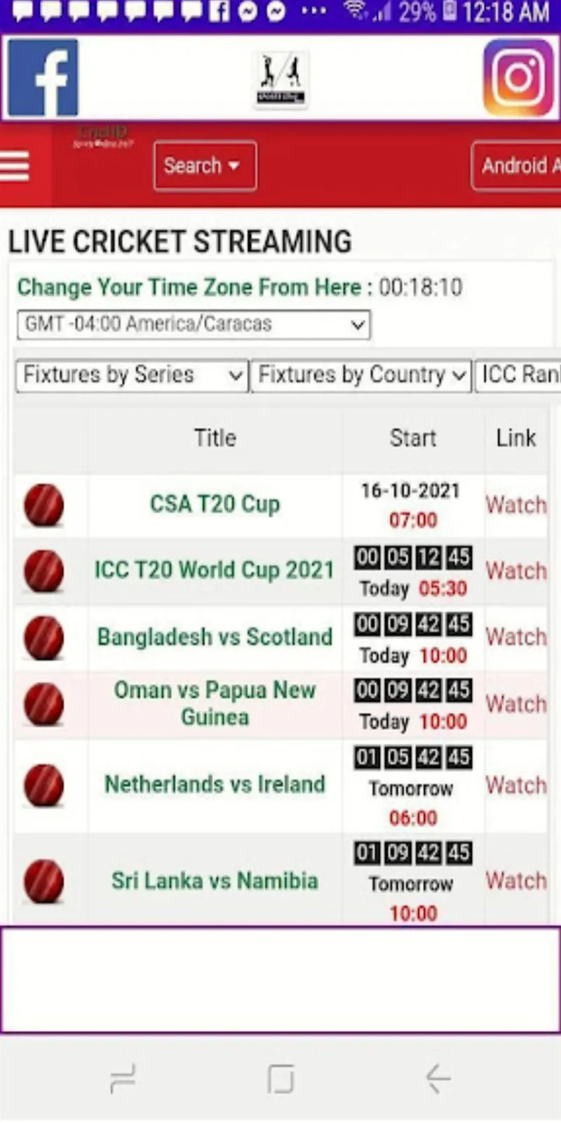 Live Cricket Schedule | Indus Appstore | Screenshot