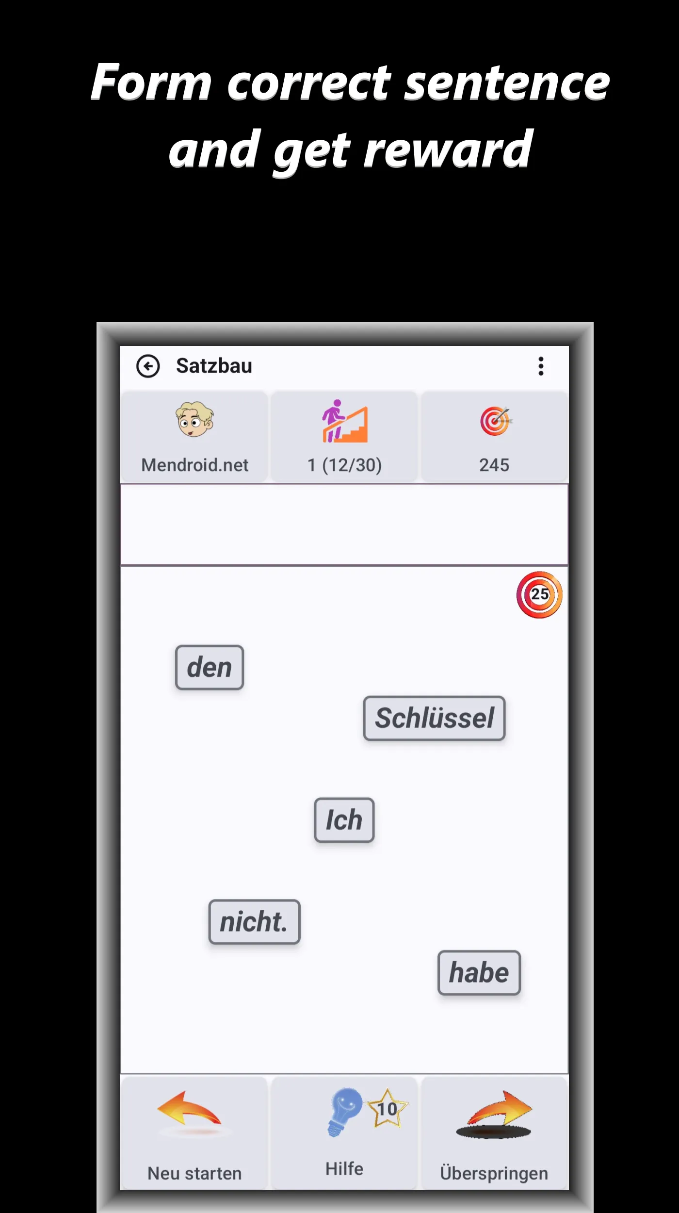 German sentence learn: Satzbau | Indus Appstore | Screenshot