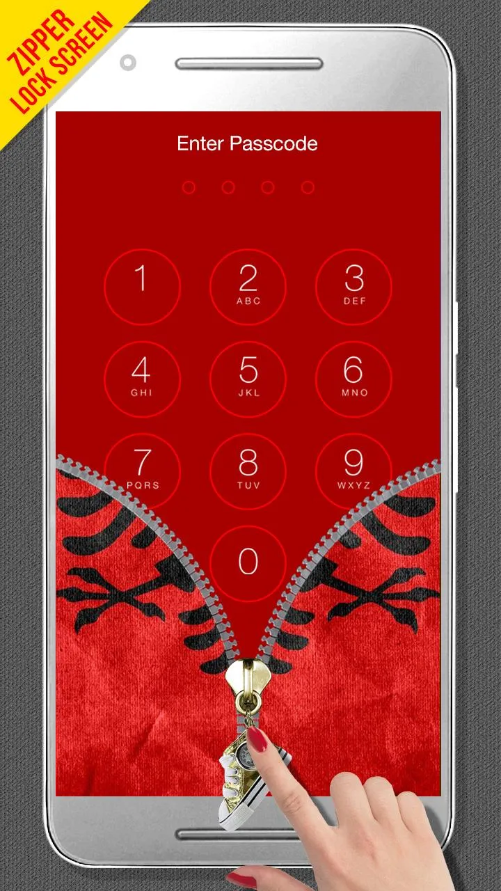 Albania Flag Zipper LockScreen | Indus Appstore | Screenshot