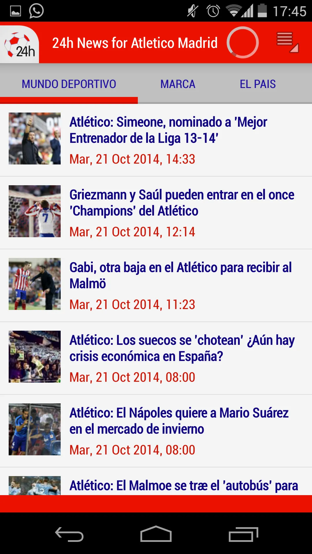 24h News for Atlético Madrid | Indus Appstore | Screenshot