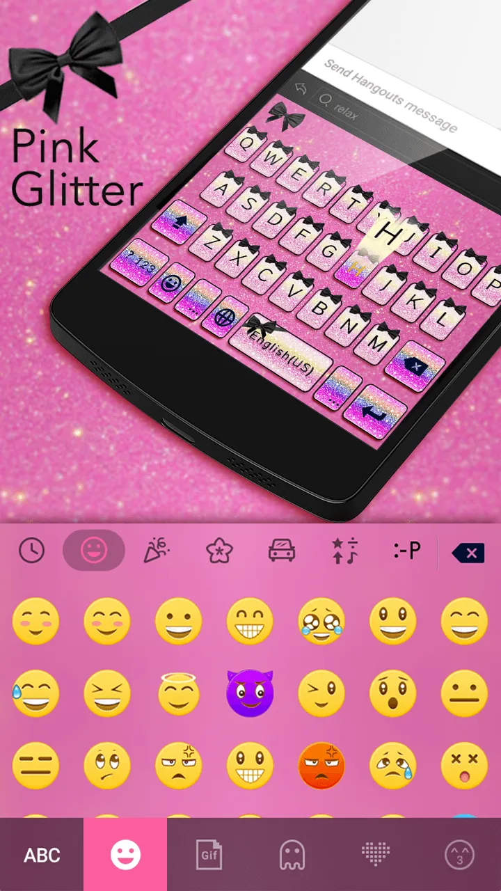 Pink Glitter Emoji Keyboard | Indus Appstore | Screenshot