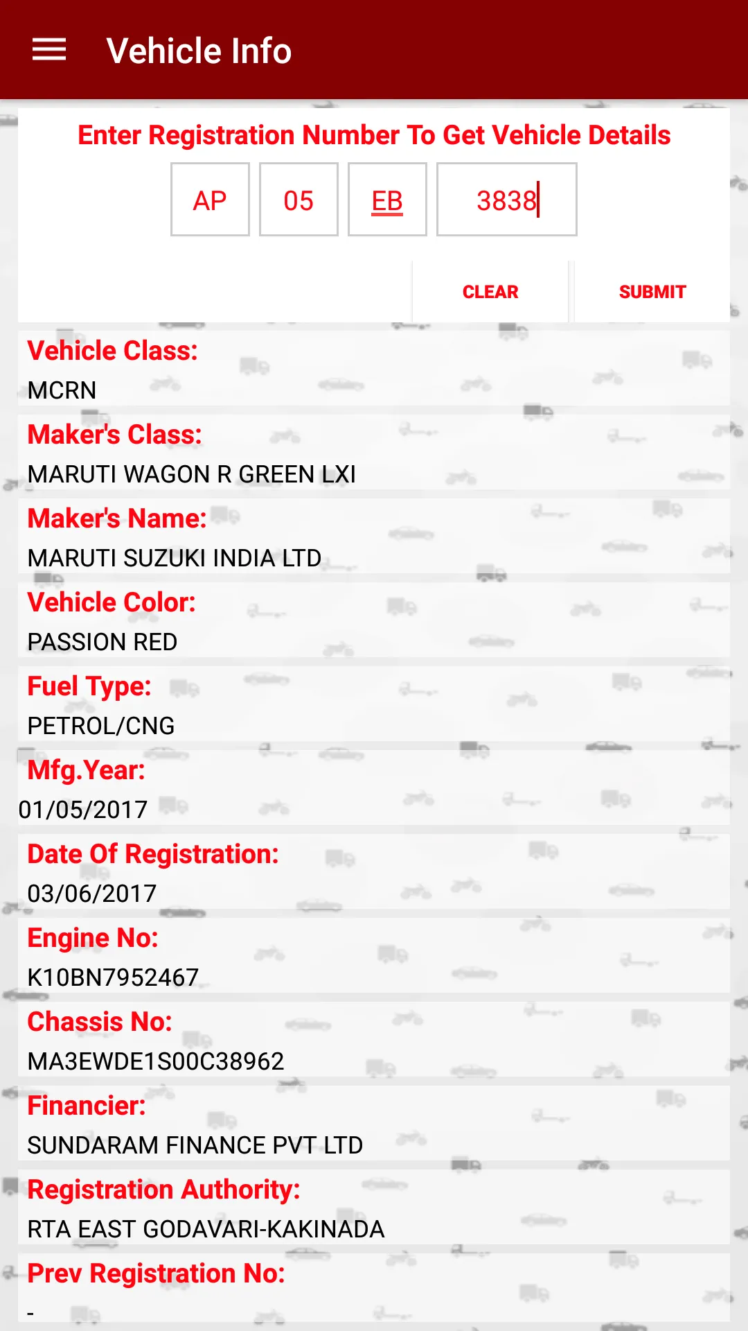 AP Vehicle Info | Indus Appstore | Screenshot