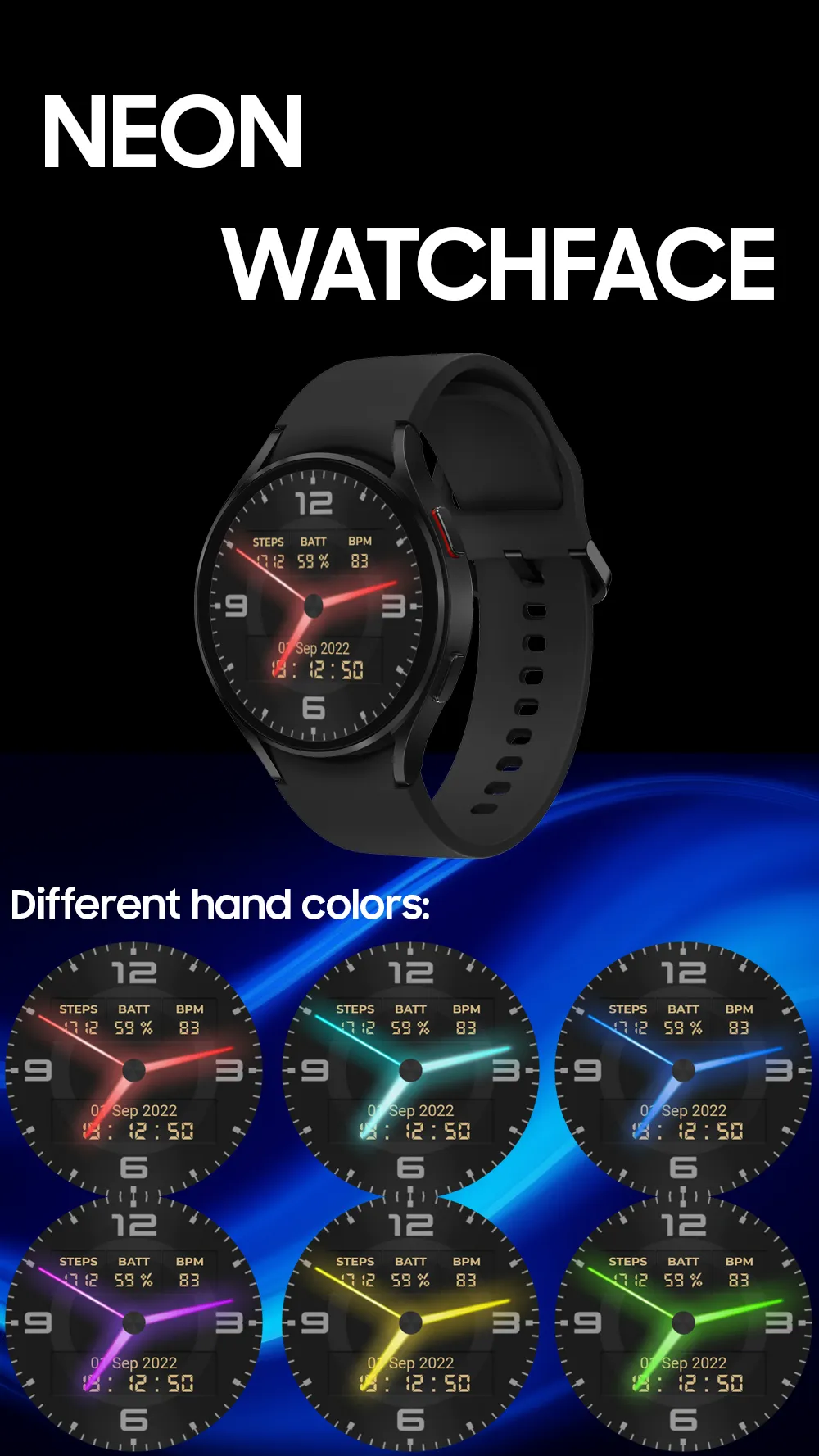 Neon Watchface AKM Wear OS | Indus Appstore | Screenshot