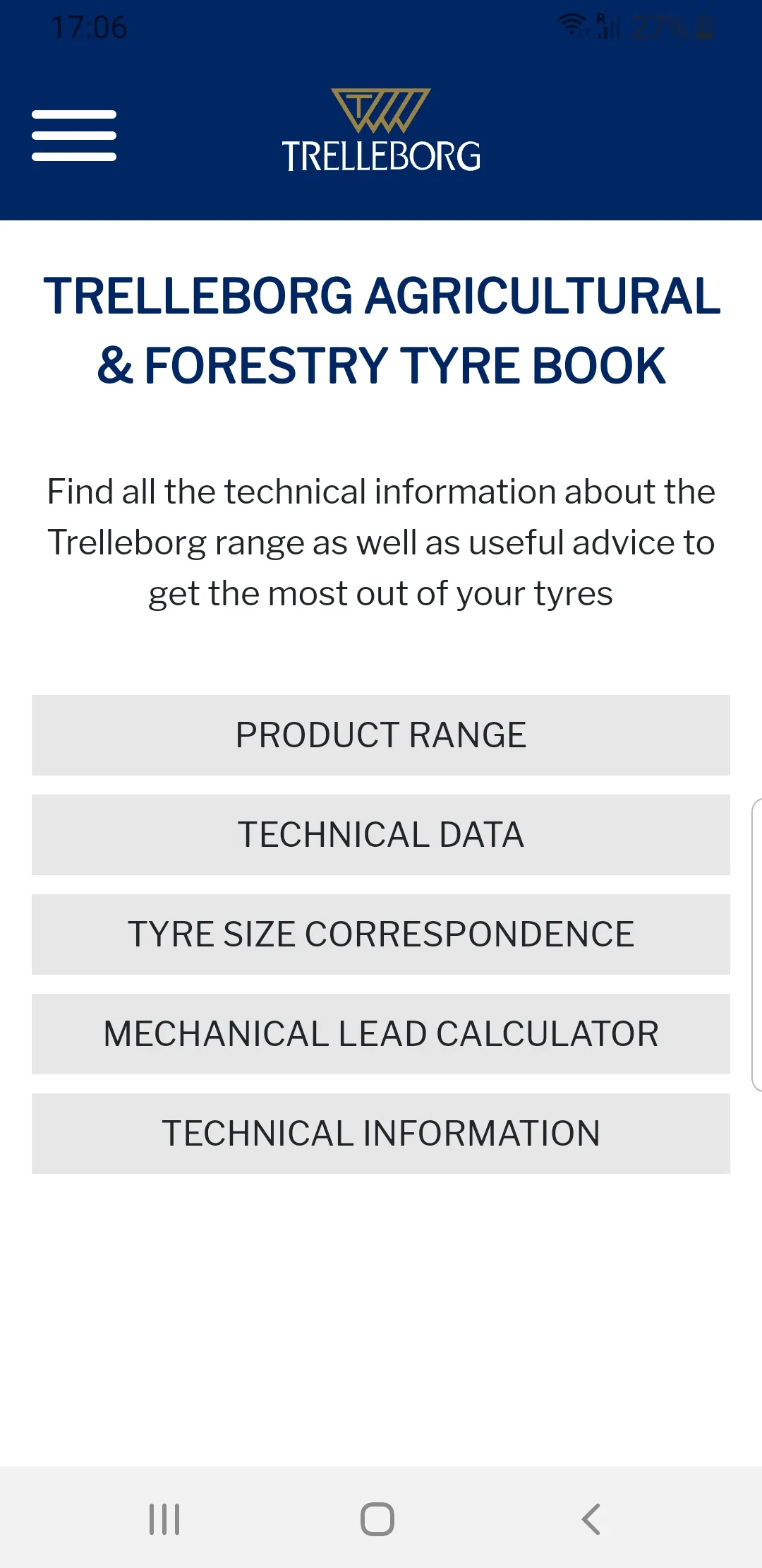 Trelleborg Tire Book | Indus Appstore | Screenshot