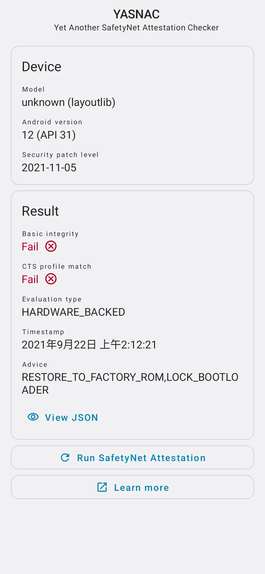 YASNAC - SafetyNet Checker | Indus Appstore | Screenshot