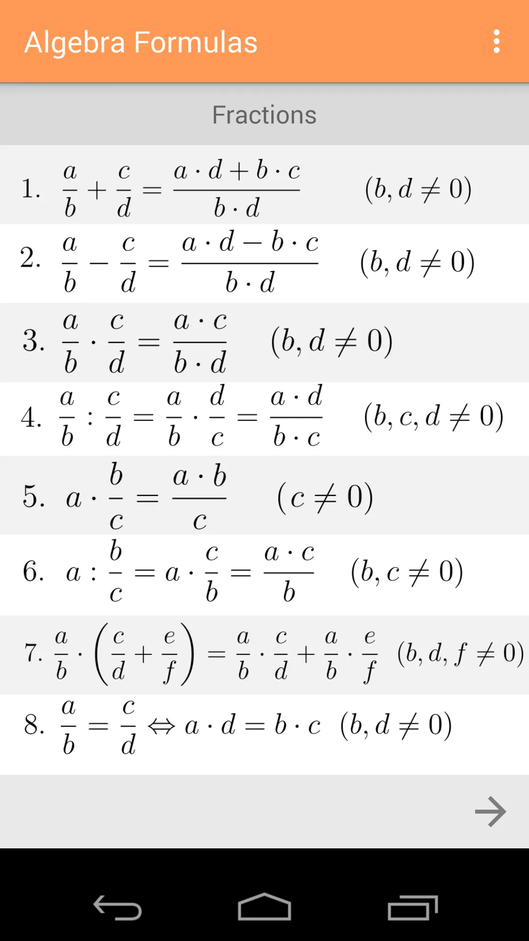 Algebra Formulas | Indus Appstore | Screenshot