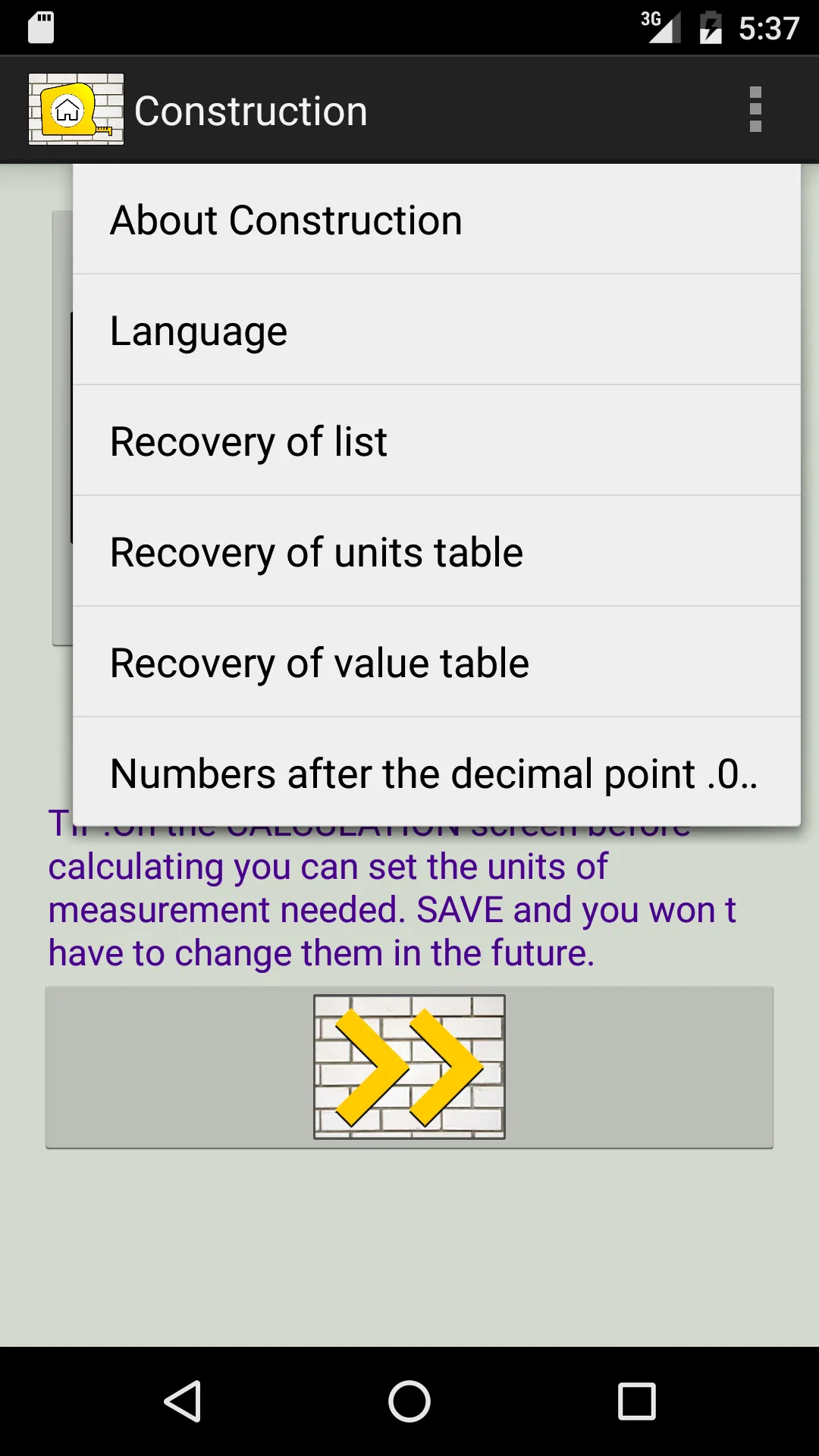 CONSTRUCTION calculator | Indus Appstore | Screenshot