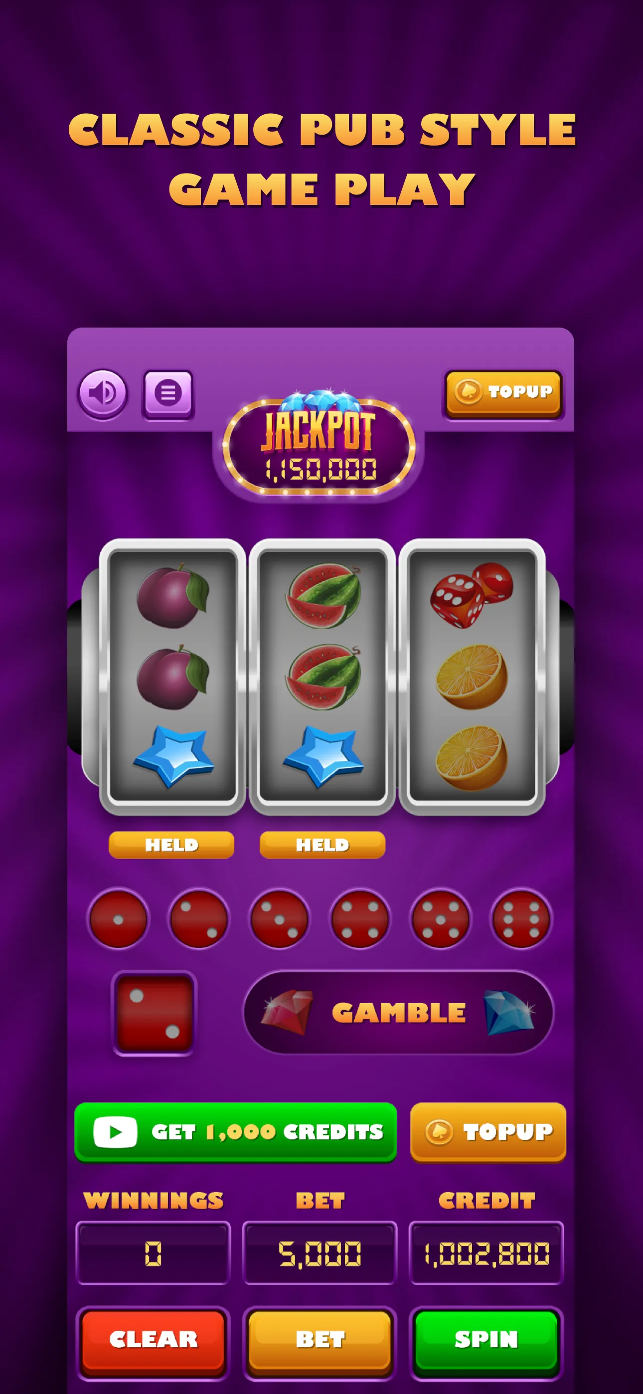 TripleDice Pub Fruit Machine | Indus Appstore | Screenshot