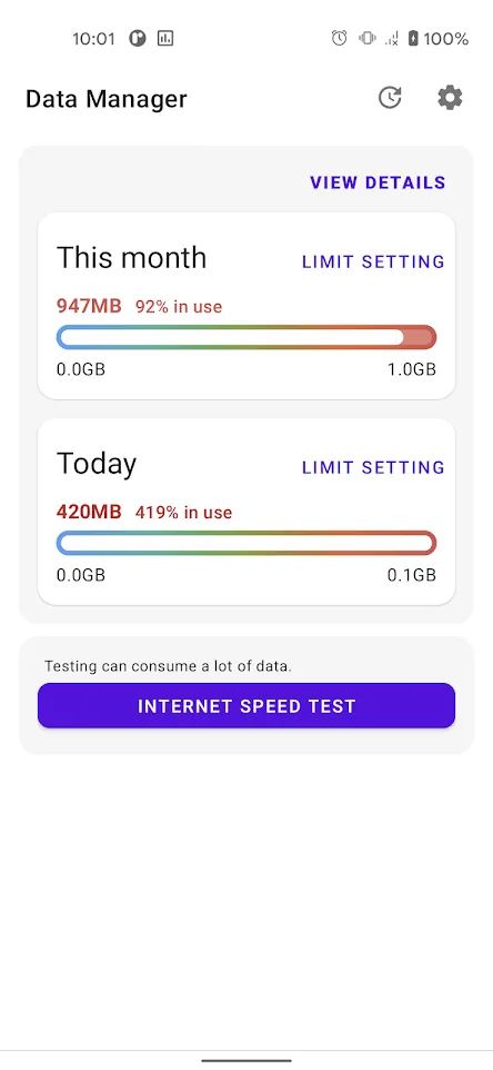 Monitoring data usage | Indus Appstore | Screenshot