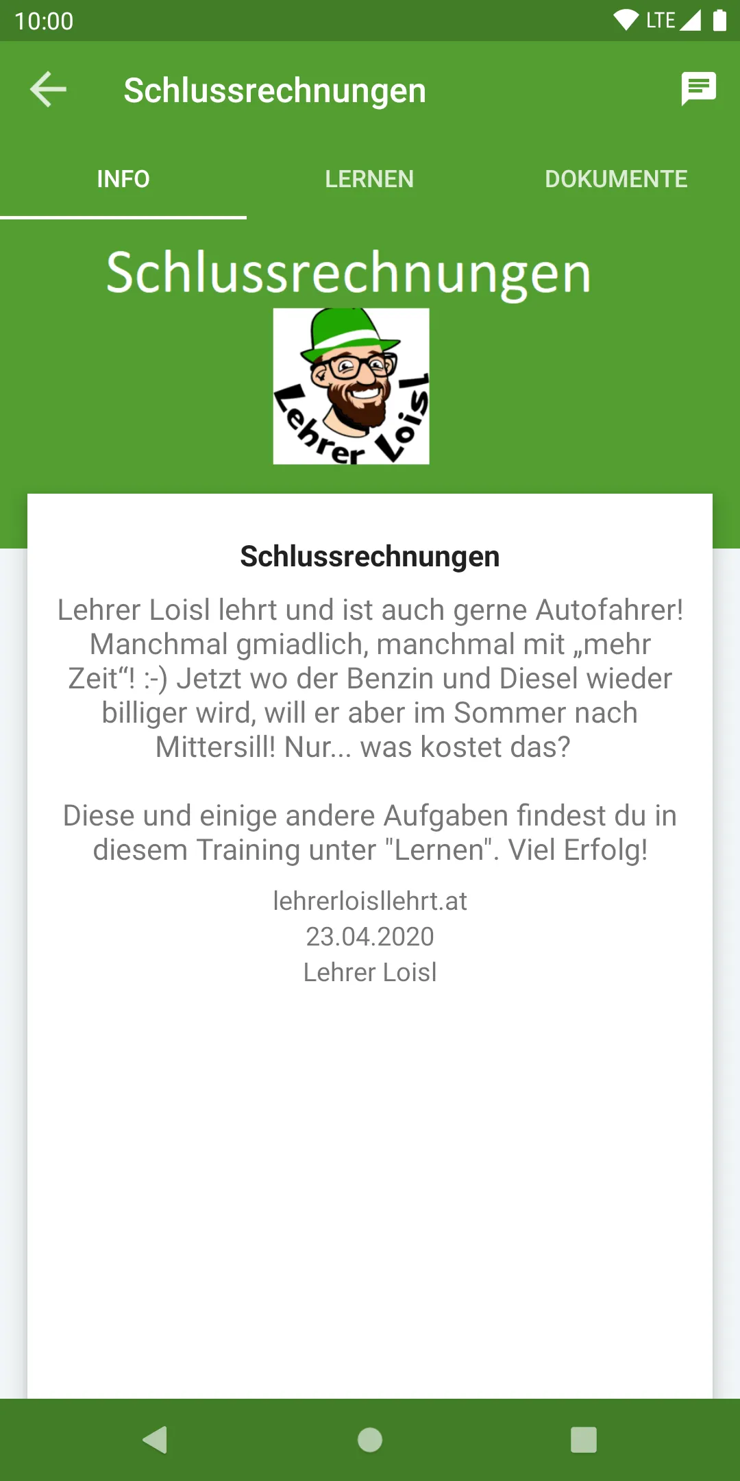 Lehrer Loisl lehrt mit Lörning | Indus Appstore | Screenshot