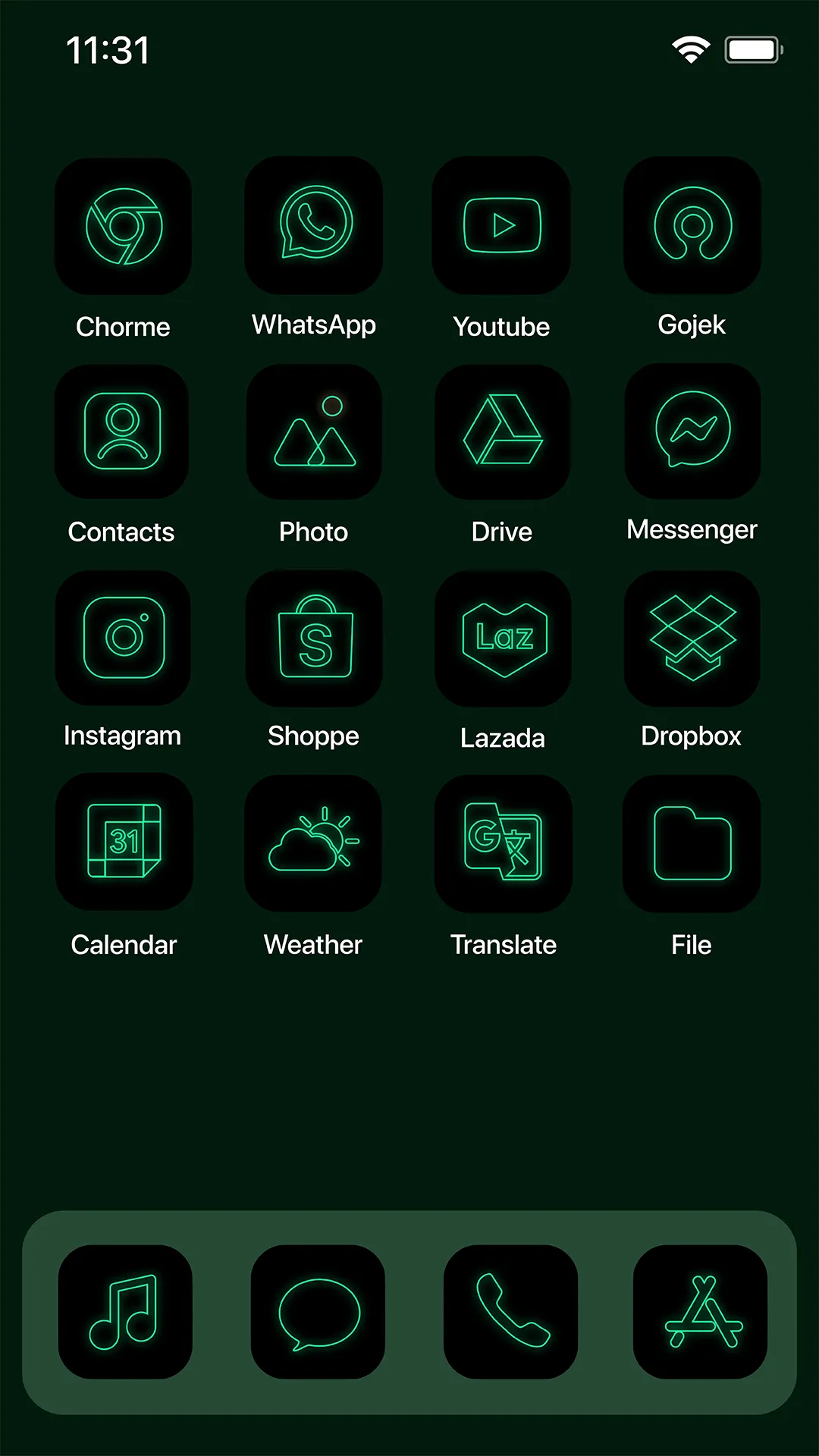 Wow Green Neon - Icon Pack | Indus Appstore | Screenshot