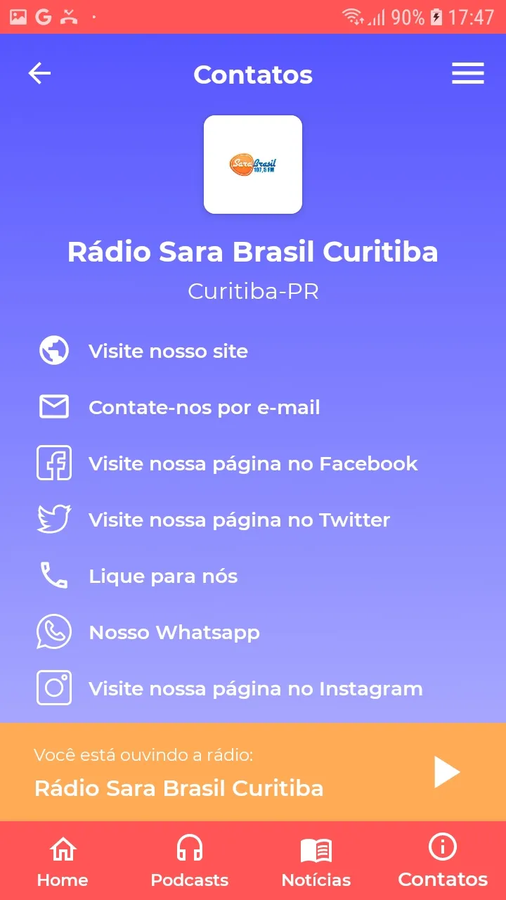 Rádio Sara Brasil FM 107.5 | Indus Appstore | Screenshot