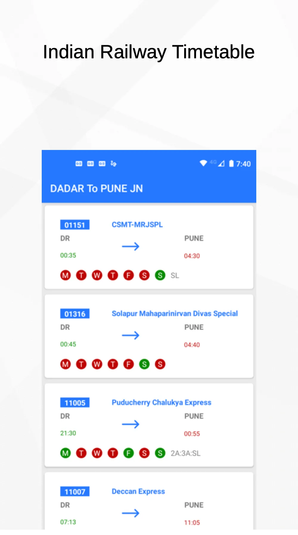 Indian Railways Timetable | Indus Appstore | Screenshot