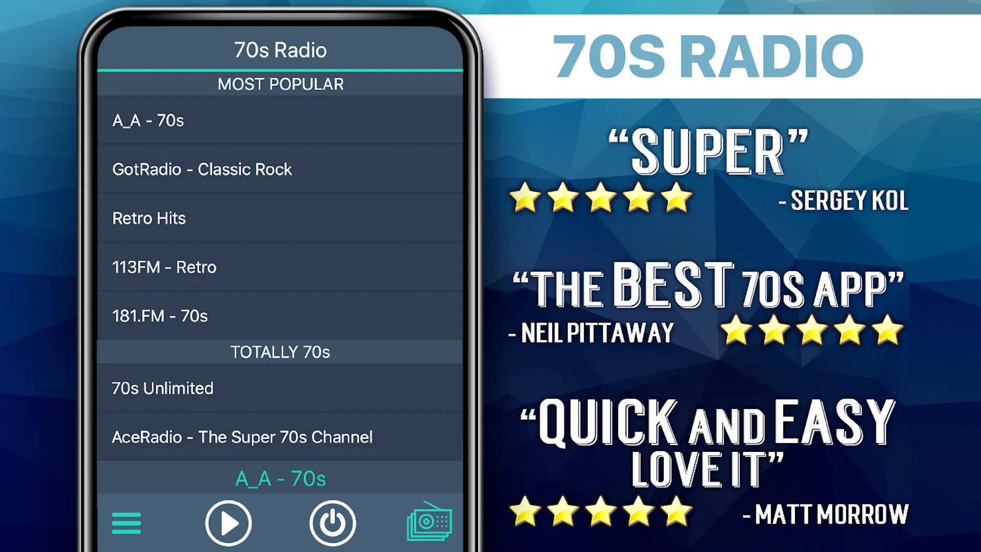 70s Radio Favorites | Indus Appstore | Screenshot